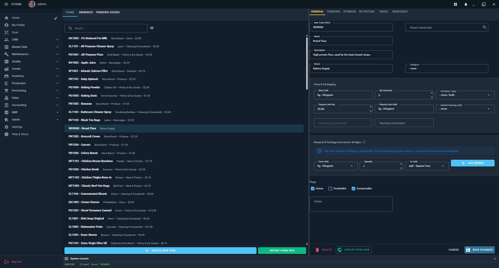 Item editor General tab