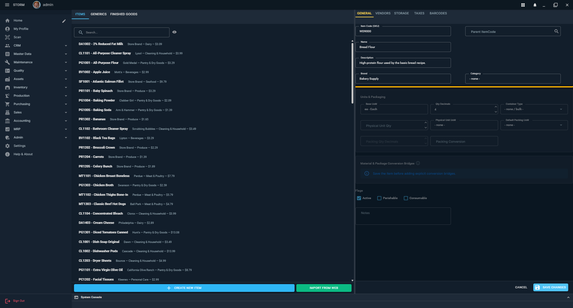 New physical item draft with the General identity fields highlighted
